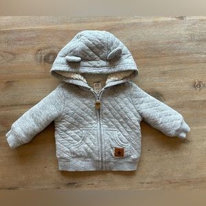 0-3M Simple Joys Sherpa Lined Baby Sweatshirt / Zip Up - Gray